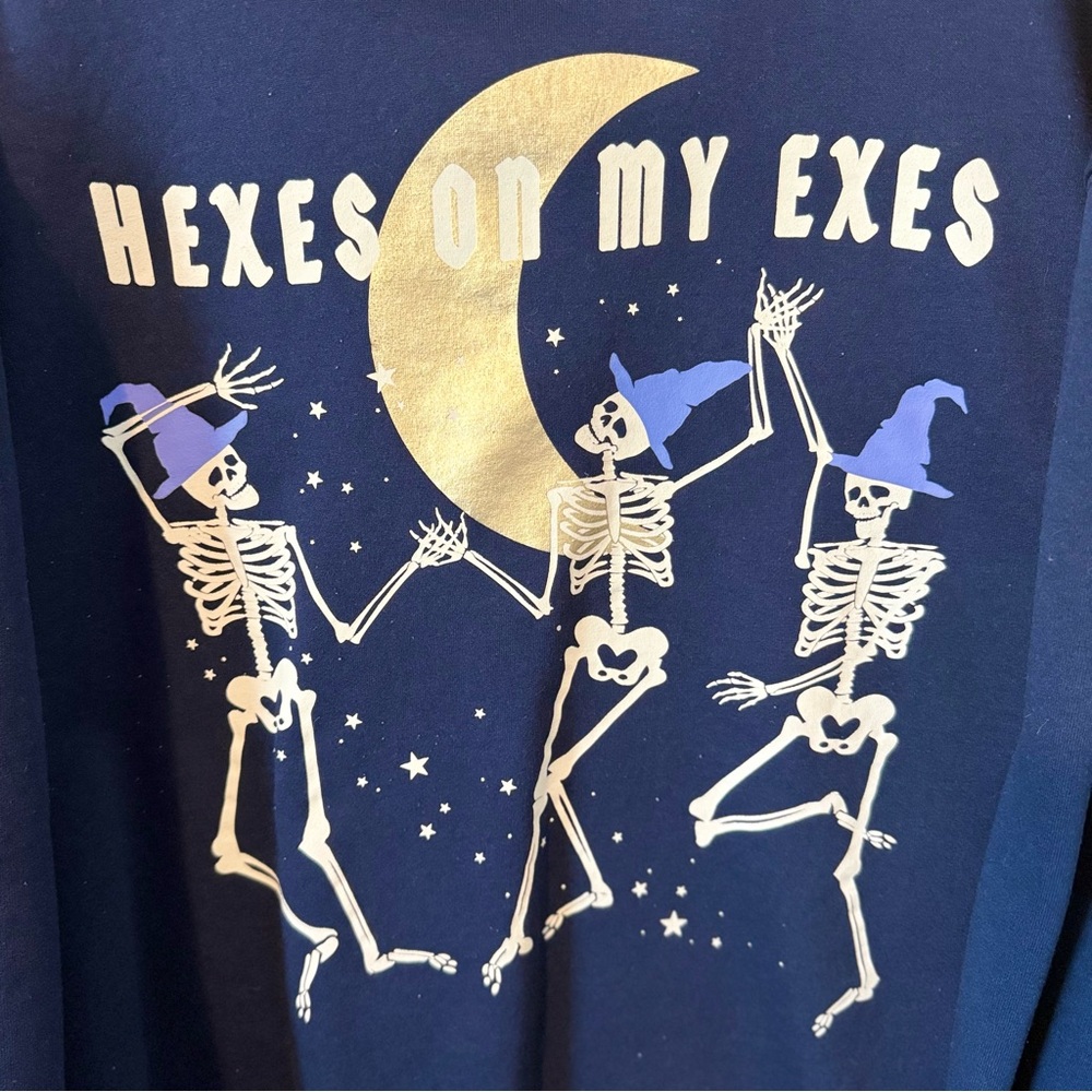 Wound Up "Hexes On My Exes" Skeleton Halloween Sweatshirt XXL